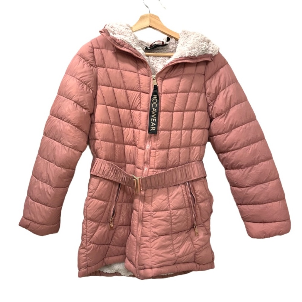 Rocawear pink puffer hooded jacket small